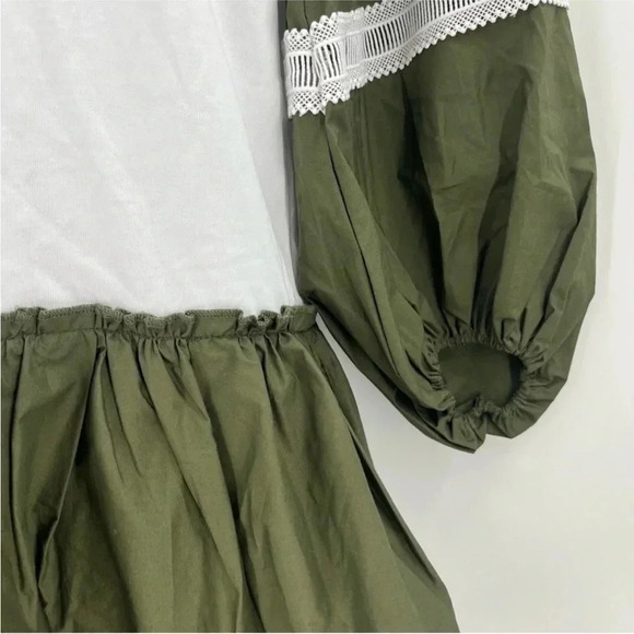 *Final Price* TANYA TAYLOR Kirstie Puff-Sleeve Olive Green X-Small NWT Oversized - Picture 6 of 7